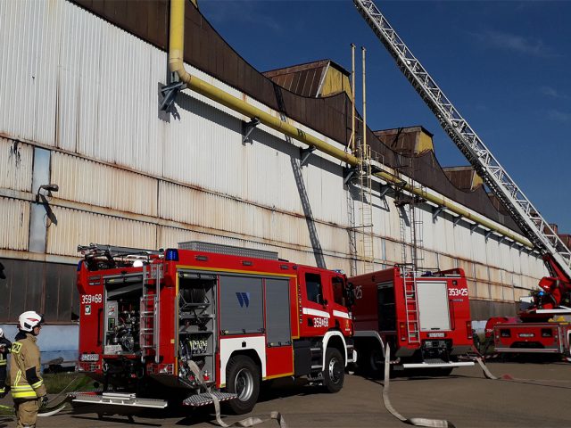 Firefighting exercises in Częstochowa Steelworks